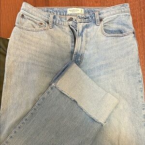 Abercrombie & Fitch Curvy Light Wash Cuffed High Rise Jeans